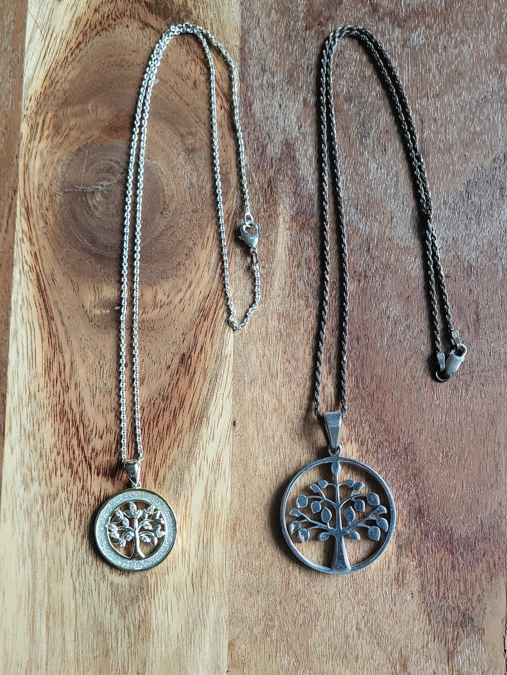 Tree of Life Pendant Necklace - Silver Tones, Set Of 2